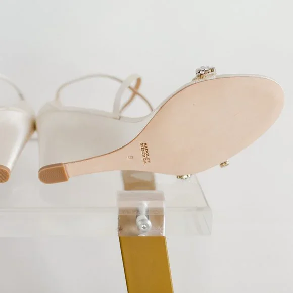 Badgley Mischka Zabrina 9 Women's Strappy Wedge Ivory New - Picture 13 of 14